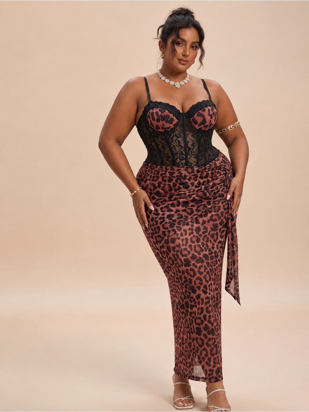 Women's Sexy Lace Corset Dress Built in Bra Bodycon Maxi Dresses